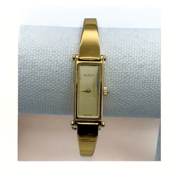 Gucci Accessories - Vintage GUCCI 1500L Rectangular Bangle Gold Plated Women’s Quartz Wristwatch